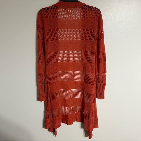 Women’s MUDD Long Sleeve Long Cardigan Duster Y2K 90s Size Medium Dark Orange - Picture 8 of 8